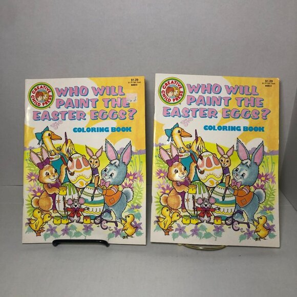 2 Vintage Who Will Paint The Easter Eggs Coloring Book 1984 Creative Child Press - Picture 1 of 13